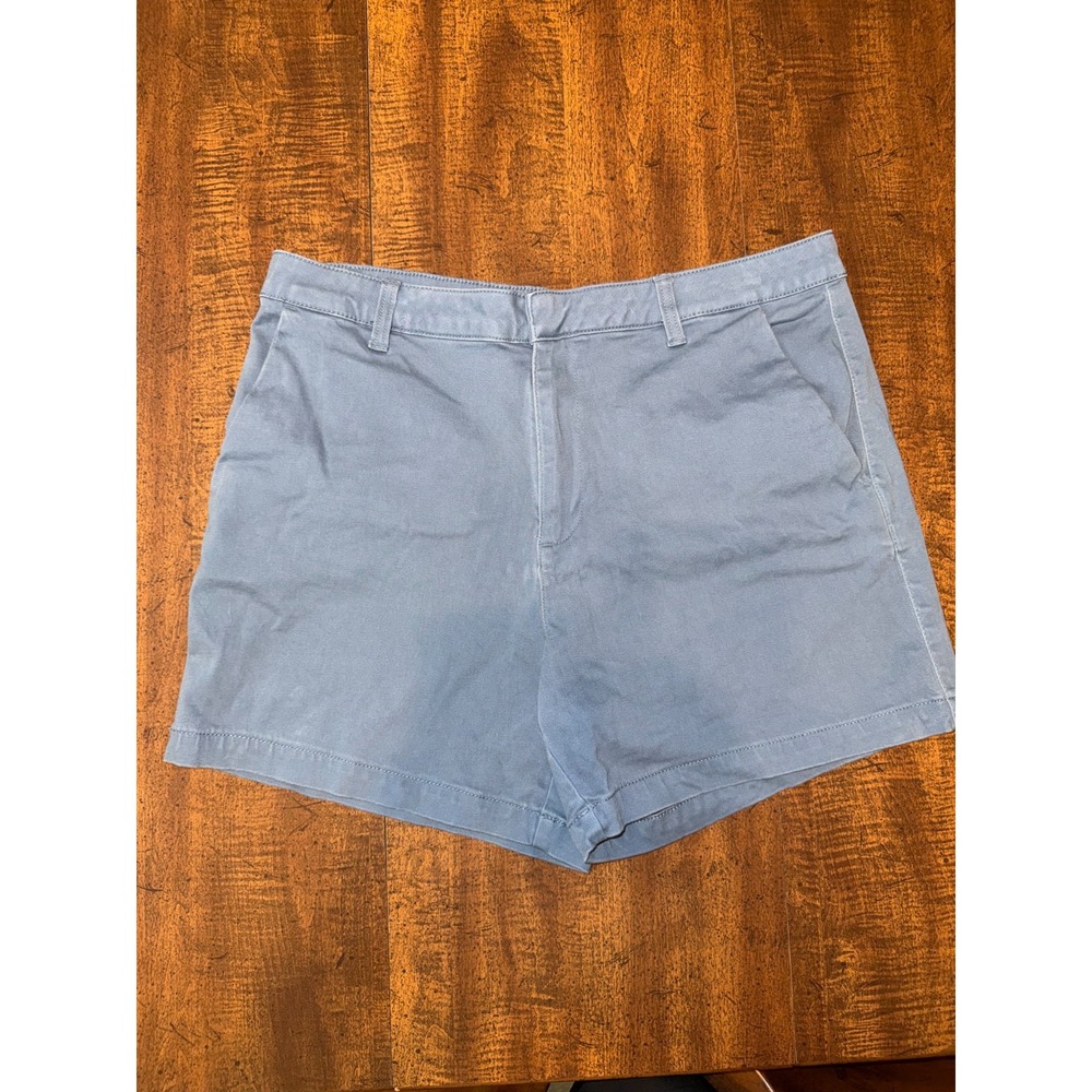 Banana Republic Women Shorts 14 Blue Chino Casual Flat Front Cotton Pocket